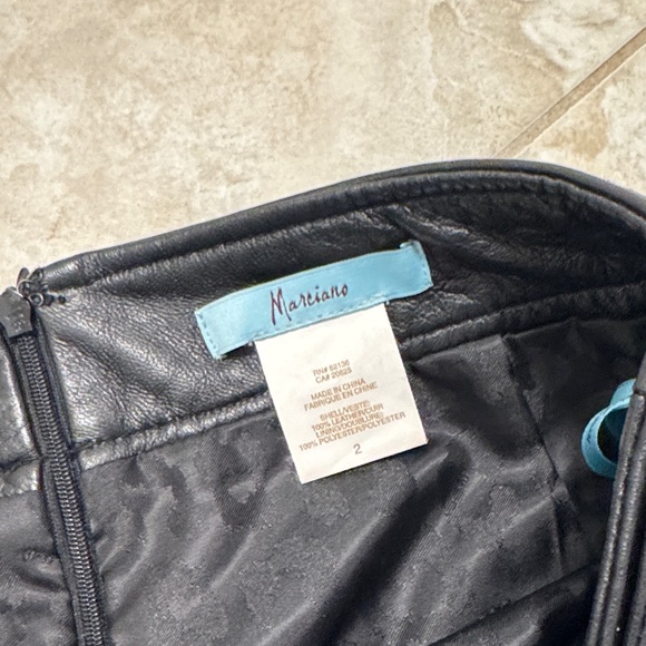 Marciano Black Leather Mini Skirt with Gold Buttons - Picture 2 of 5